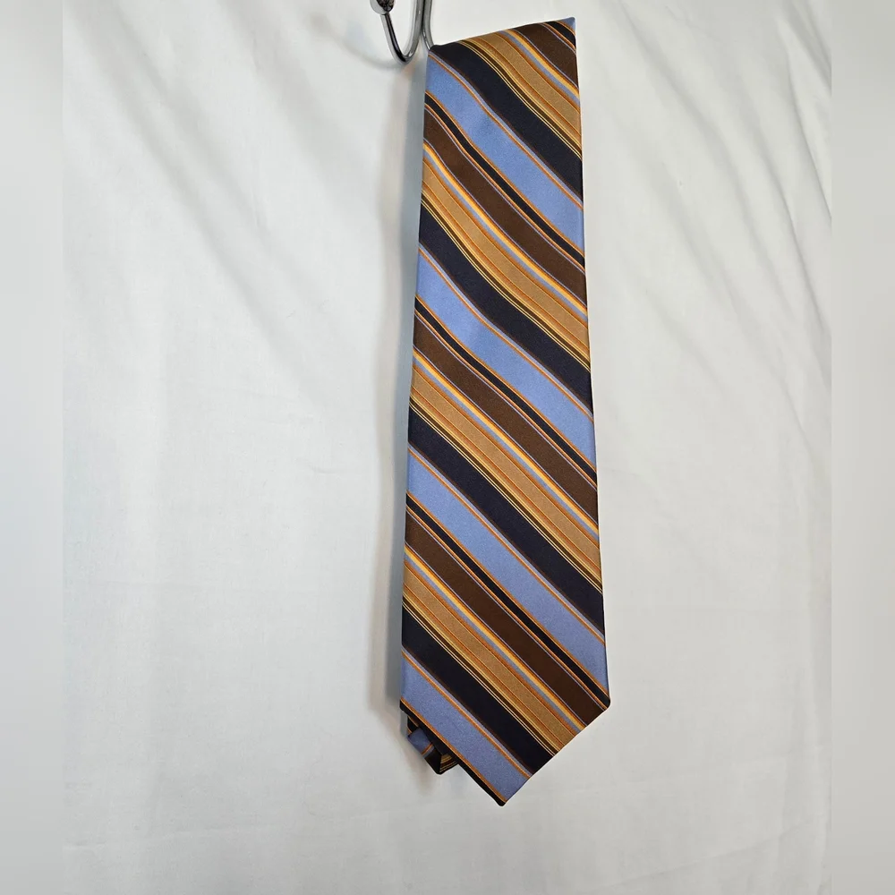 Robert Talbott‎ Best of Class Rodes Brown Blue Diagonal Striped Silk Career Tie